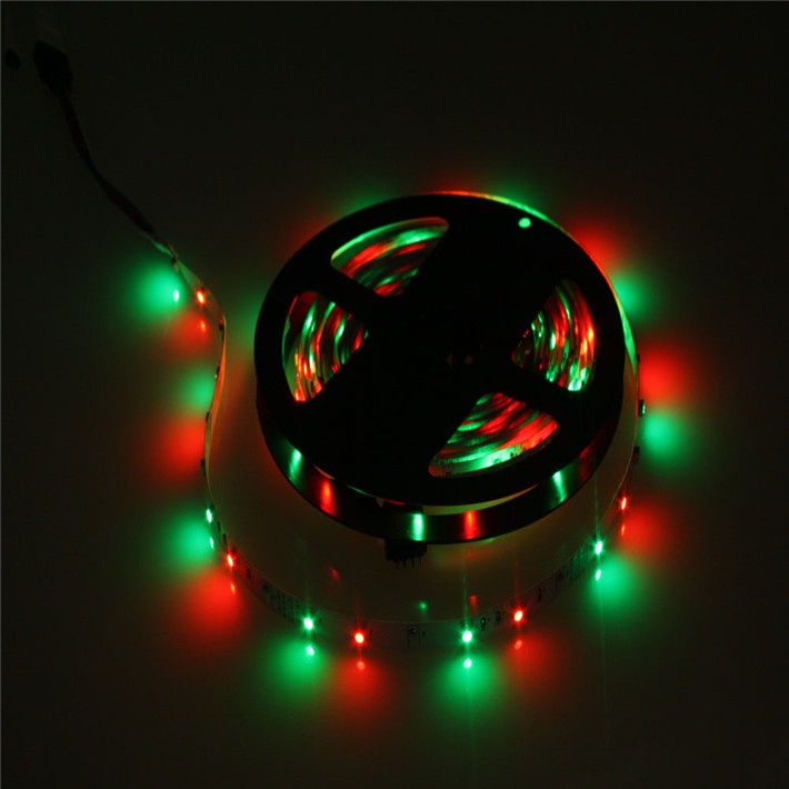 HAMBODER RGB LED Strip 3528 300 LED 5 Meter with 12V 2A Light Controller &amp; Remote Control