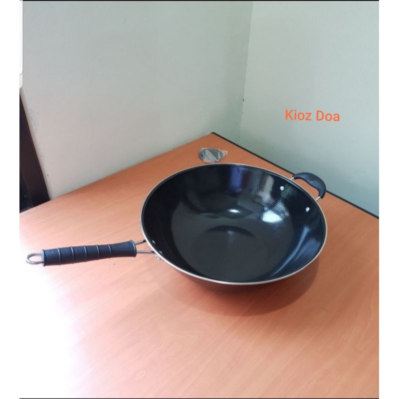 Kuali Shinko Enamel Gagang Panjang 34 cm / Penggorengan Anti Lengket / Wajan Bahan Enamel