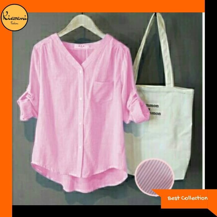 FB42 Kemeja Cewek Kerja Kantor Kuliah Hem Jolly Baju Atasan Wanita Murah Gilena Army Prem 48Hwh