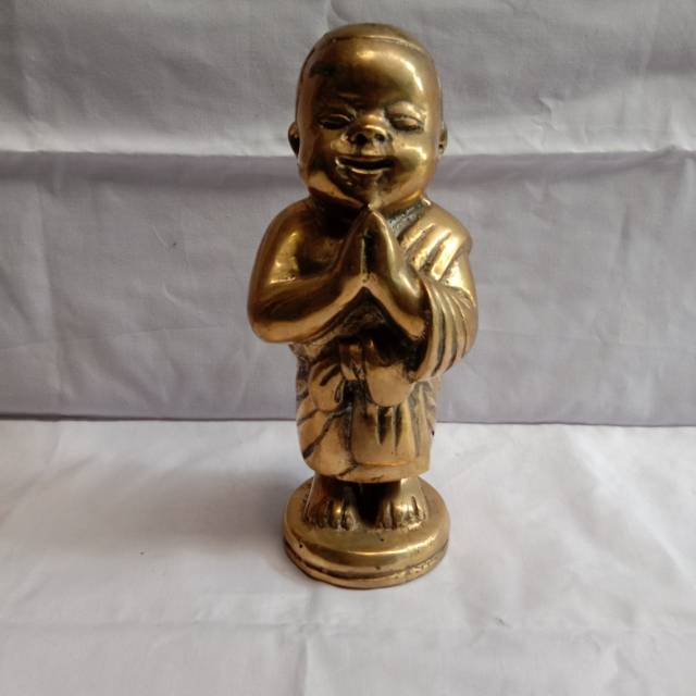 Patung Biksu Budha Kuningan Antik