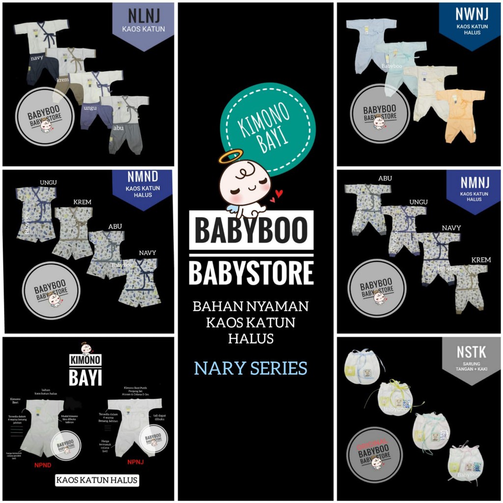 NARY isi 2 set Kimono Newborn Bayi 0-3 bulan Baby 0-3m | Pakaian Atasan Baju Adem Halus Warna Putih
