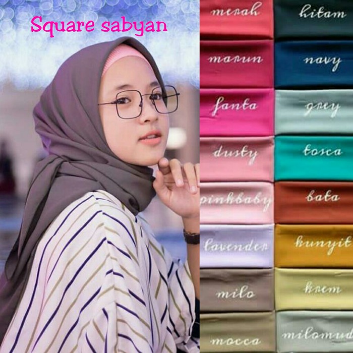 Jilbab segi empat Nissa sabyan square diamond kerudung hijab polos