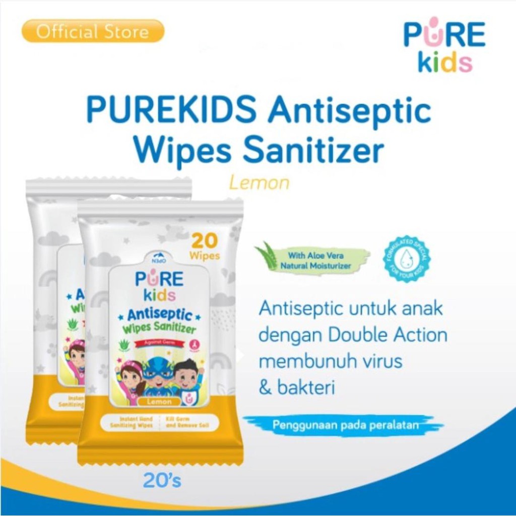 Pure Kids Antiseptic Wipes Sanitizer 60 s &amp; 20 s