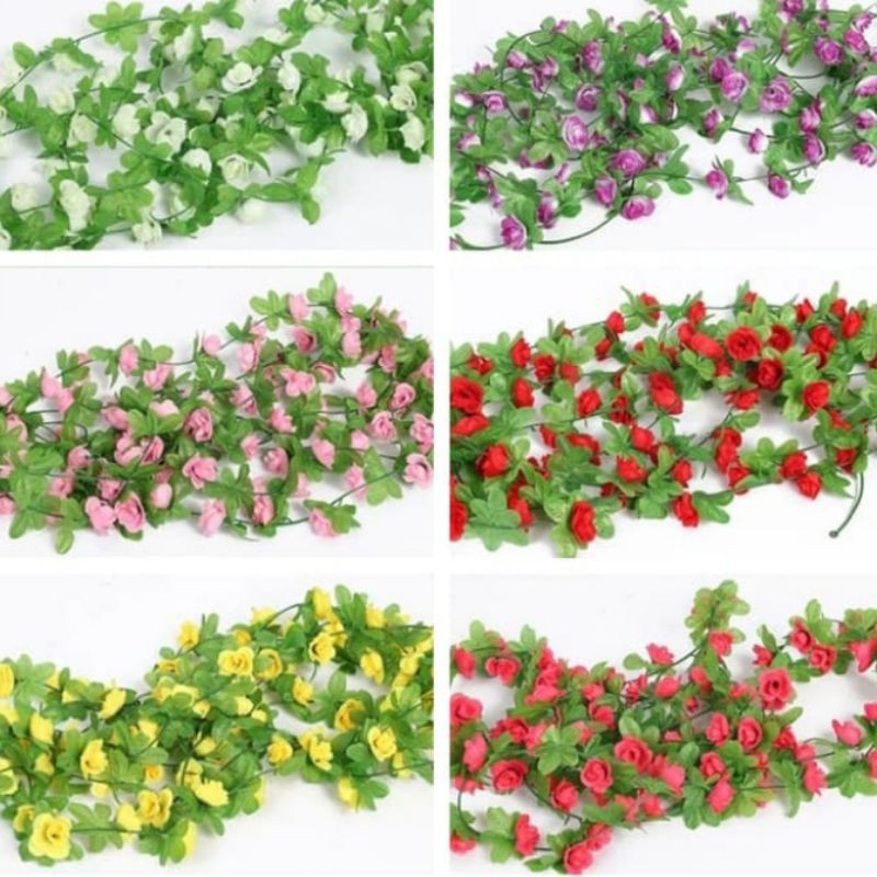 BUNGA RAMBAT MAWAR BUNGA ARTIFICIAL BUNGA PLASTIK DEKORASI PESTA-1