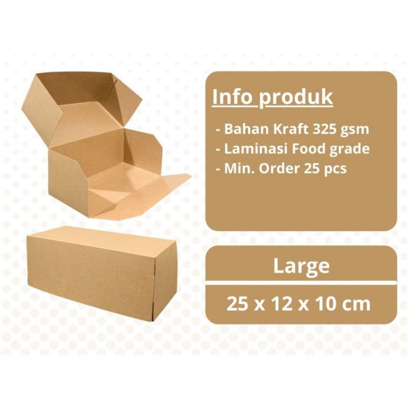 

10pcs Kotak Bomboloni Box Bolu Gulung (L) 25x12x10cm Kraft Laminasi