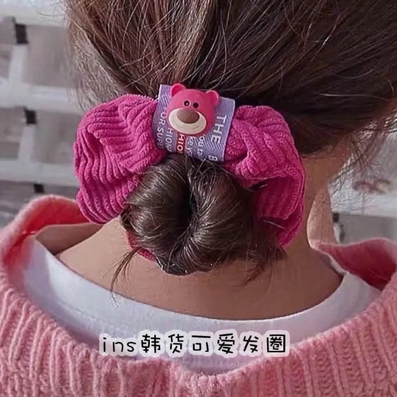 Srunchie Pink Bear Wanita Lucu Kekinian Korean Fashion Import - Ikat Rambut Pink Wanita