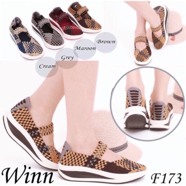 Winn 173 sepatu IMPORT anyaman rajut wanita ORI