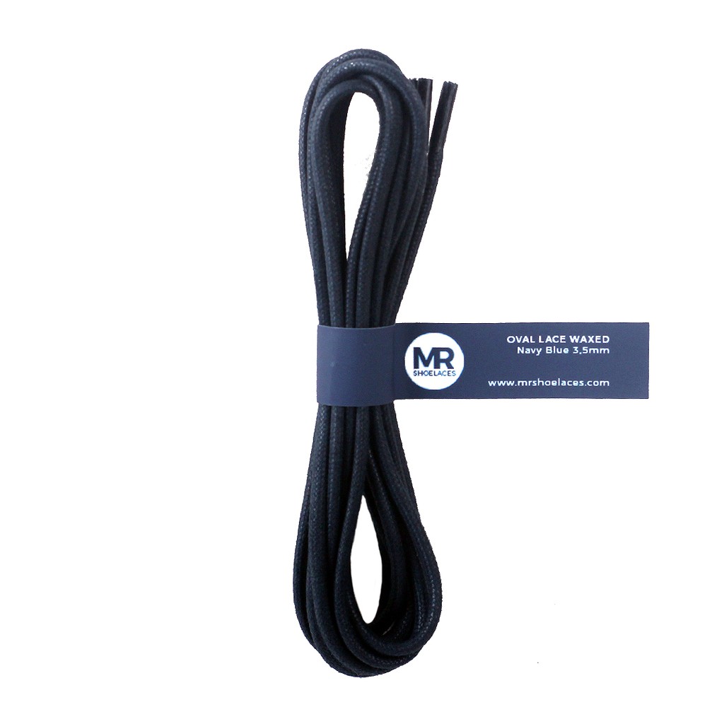 MR Shoelaces FC02 Navy Blue Tali Sepatu Lilin Oval 3.5mm (Waxed Laces) 50cm 80cm 100cm 120cm 150cm 200cm - Premium Shoelace - Biru