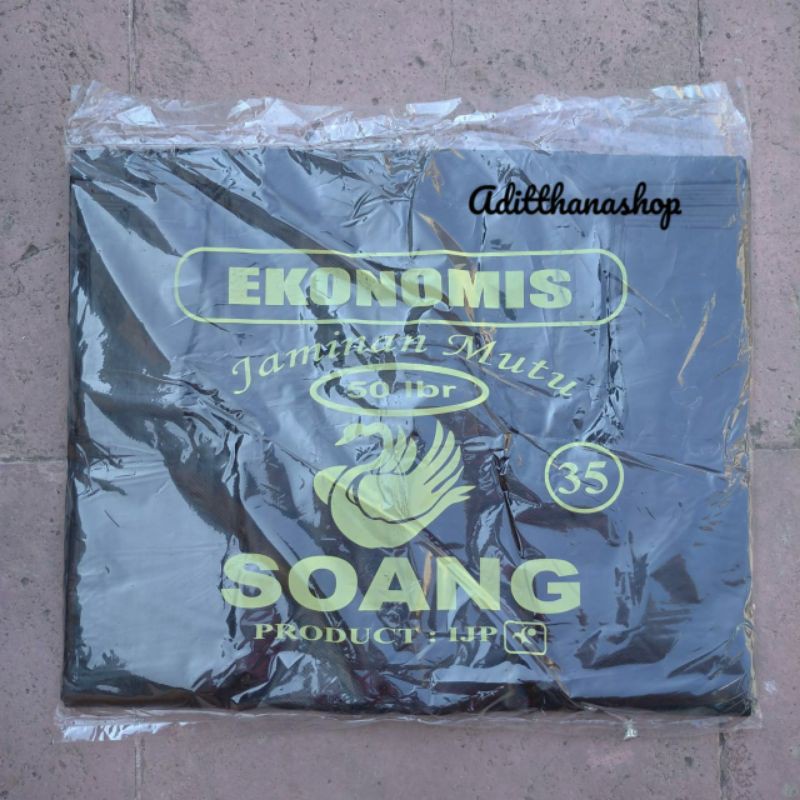 Plastik Kresek Ekonomis Soang ukuran 35 Hitam 35x55 cm Loco Coco Murah