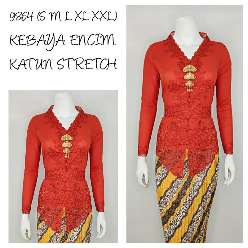 Indah KEBAYA ENCIM MODERN LENGAN PANJANG BORDIR SENADA KATUN STRETCH KEBAYA WISUDA KEBAYA KATUN KEBAYA AKAD KEBAYA HITAM S M L XL XXL 9864 G-1