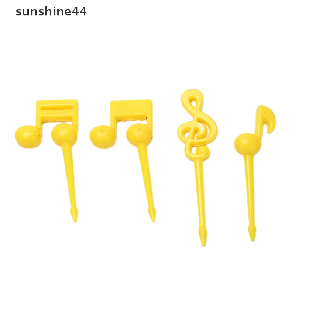 Sunshine 16pcs / set Garpu Buah / Snack Mini Bentuk Not Musik Kartun Untuk Anak