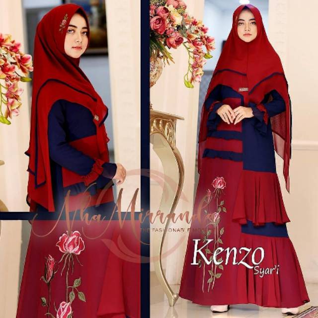 Kenzo syar'i marun / gamis syar'i terbaru / gamis muslimah