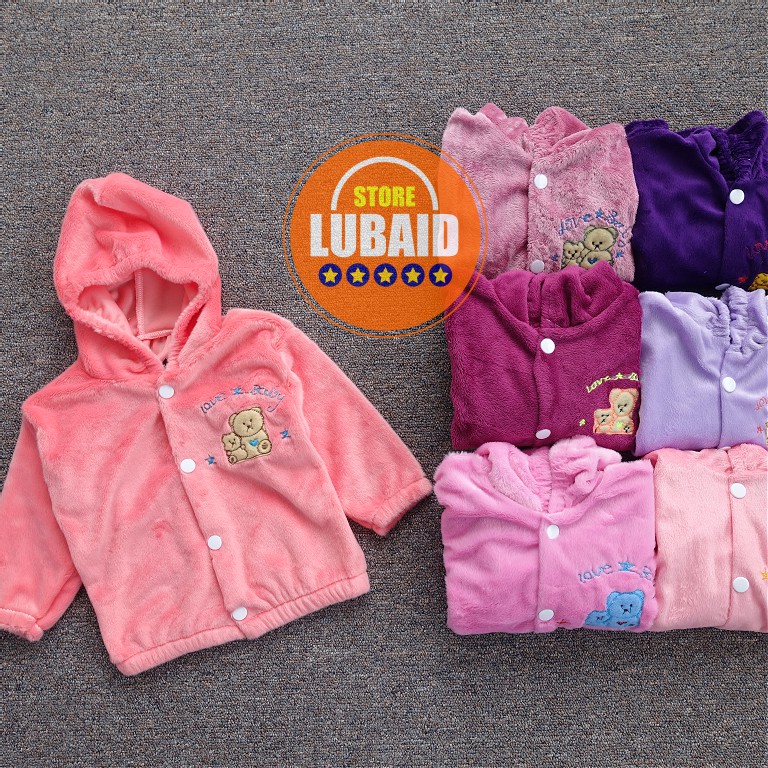 LUBAID STORE, Jaket Hoodie Bayi Anak 3-18 Bulan, Mantel Bulu, Hangat Murah-1