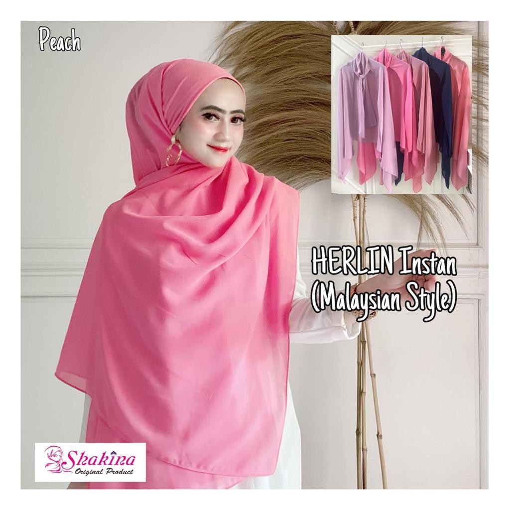 Jilbab Pashmina Instan Malay Ceruti Herlin ( Malaysian Style ) Ori Shakina Hijab-PINK