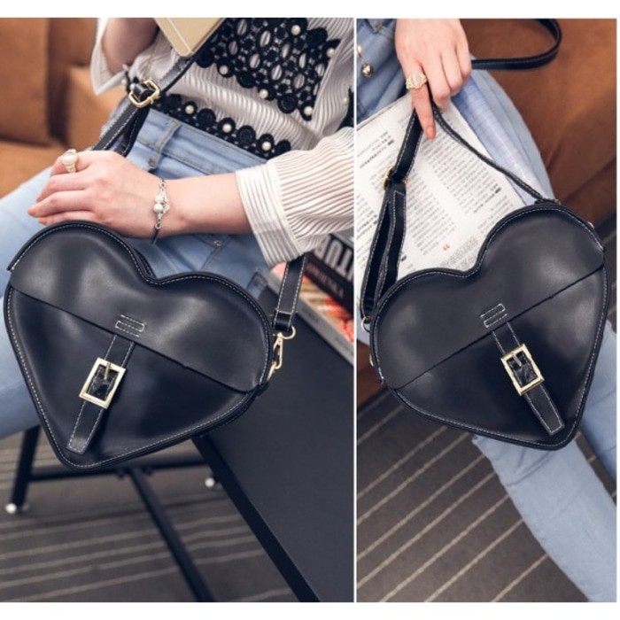 tas selempang kulit hitam silky wanita fashion korea modis trendy mini