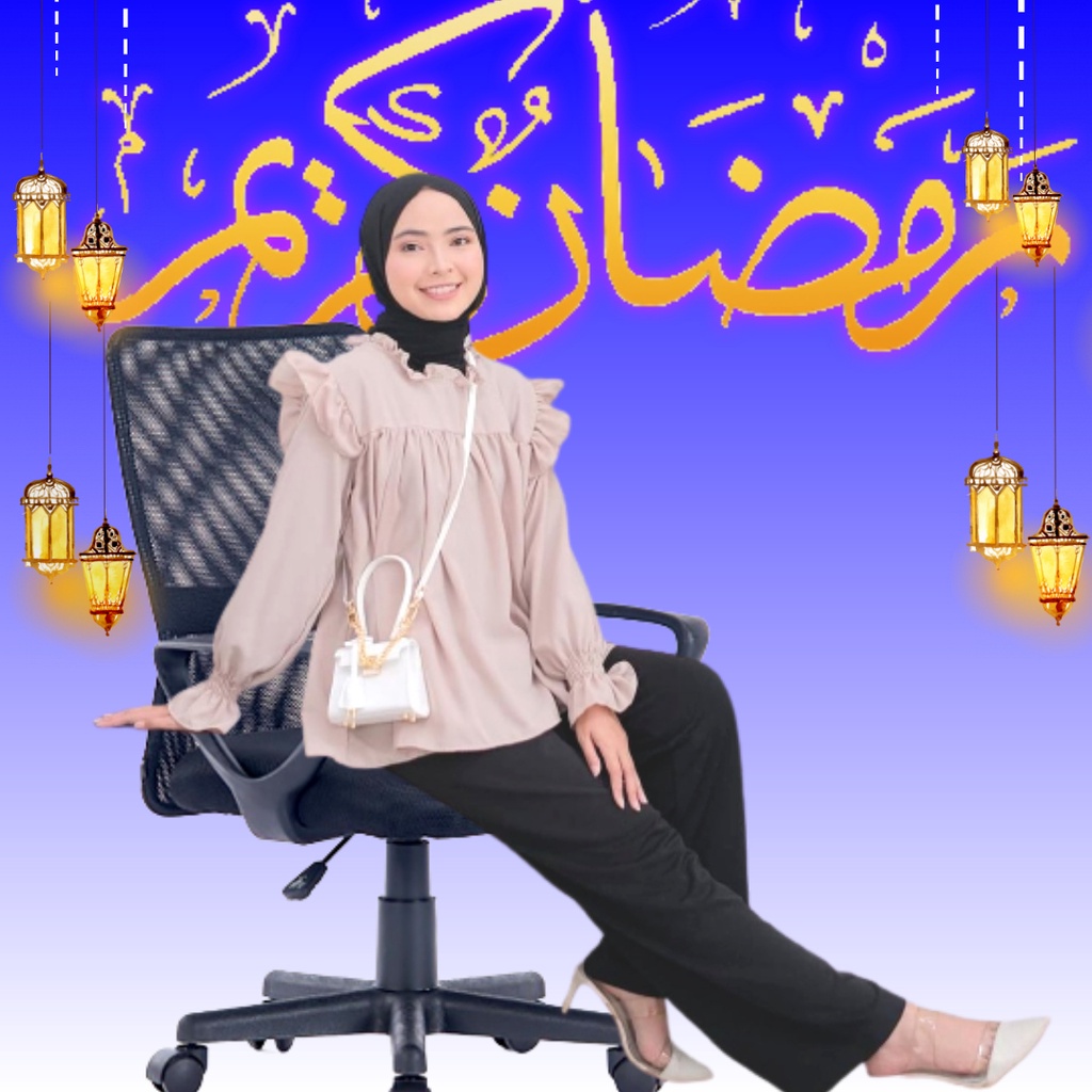 Atasan Jumbo Wanita Blouse Wanita Jumbo Ld 120 XXL Blouse Oversize Atasan Big Size XXL Ld 120 Wolfis Polos Wanita Blus SALMA Tartan Lengan Ruflle Remaja-2