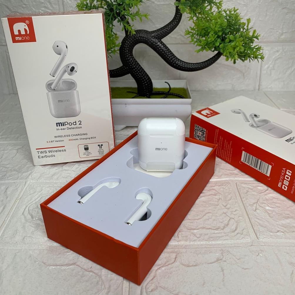 Tws Mi Pod Mione 2 Headset Earphones Bluetooth Wireless Murah Original