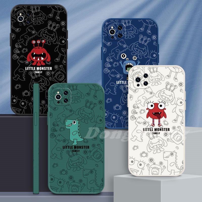 Samsung Galaxy A03 A13 A02 A10S A32 A52 A33 A53 A13 A03S A02S A12 A51 A71 A72 A20 A20S A30 A50 A50S A30S Motif Monster Kecil Kubus Lurus Soft Case Cover Hujan