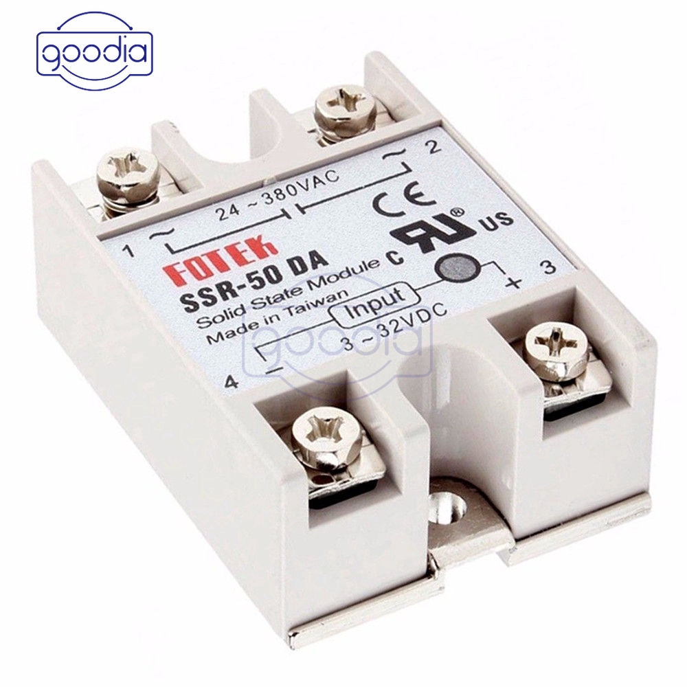 Modul Relay Solid State Ssr-50Da 3v~32v Dc Ke Ac 24v~380v 50a 250v Dengan Led 3~25ma