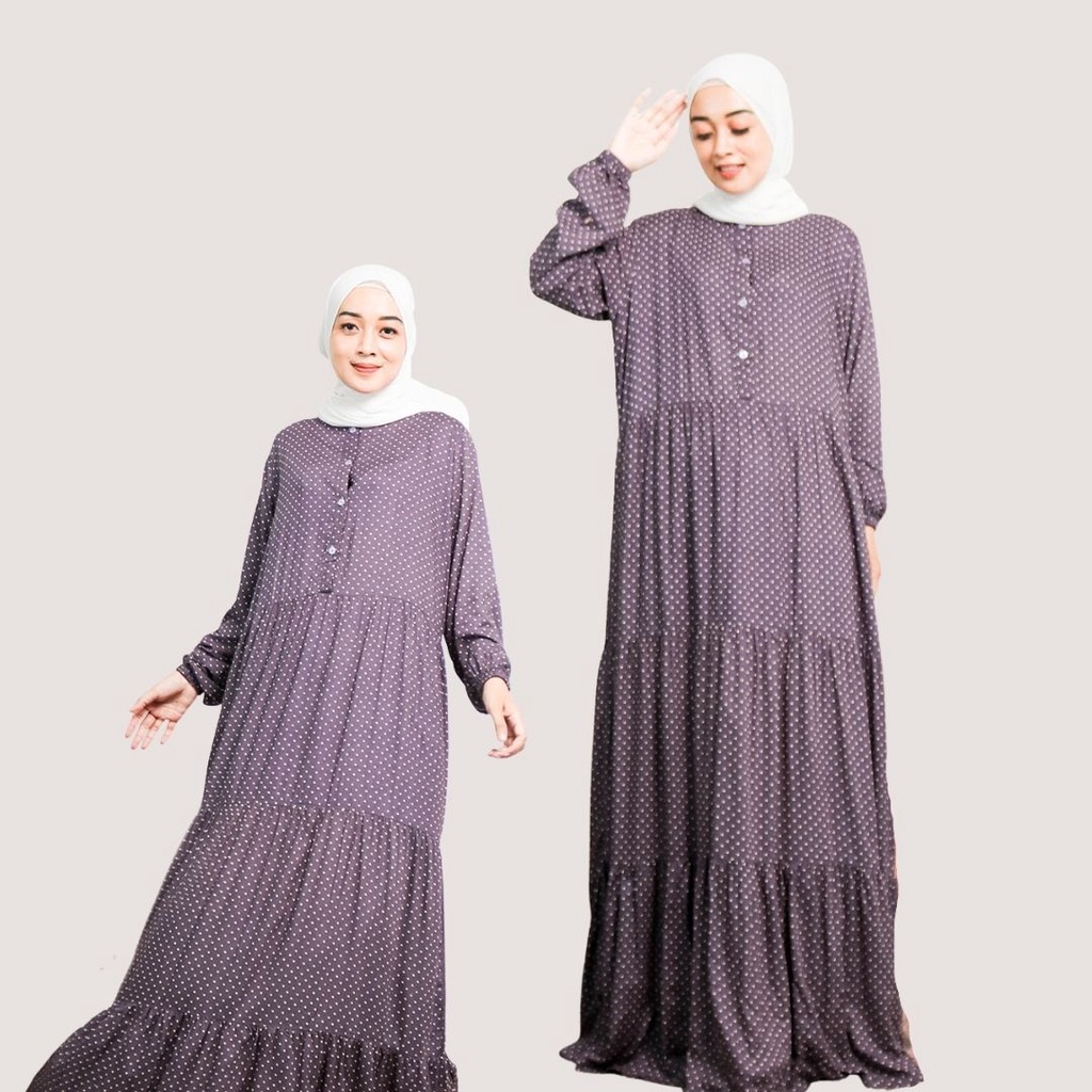 Polkadot Dress By Hijabgrosirsurabaya Bahan Katun Rayon Dress Wanita Dress Fashion Muslim Dress Mura
