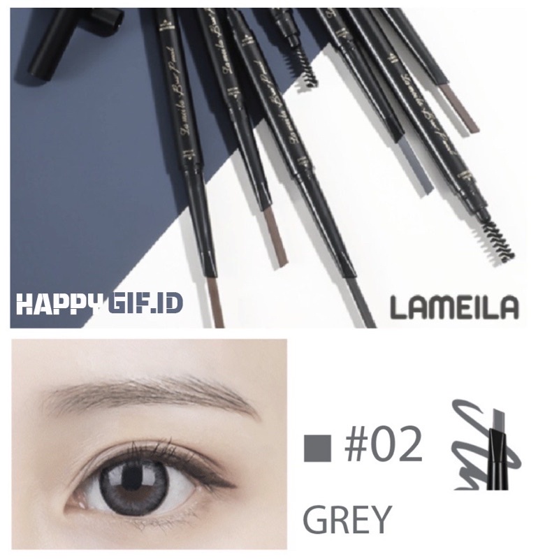 ✨NAGIHI✨ LAMEILA Pensil Alis OriginEyebrow 2 in 1 Kepala Ganda 7 Warna Boxless LA026