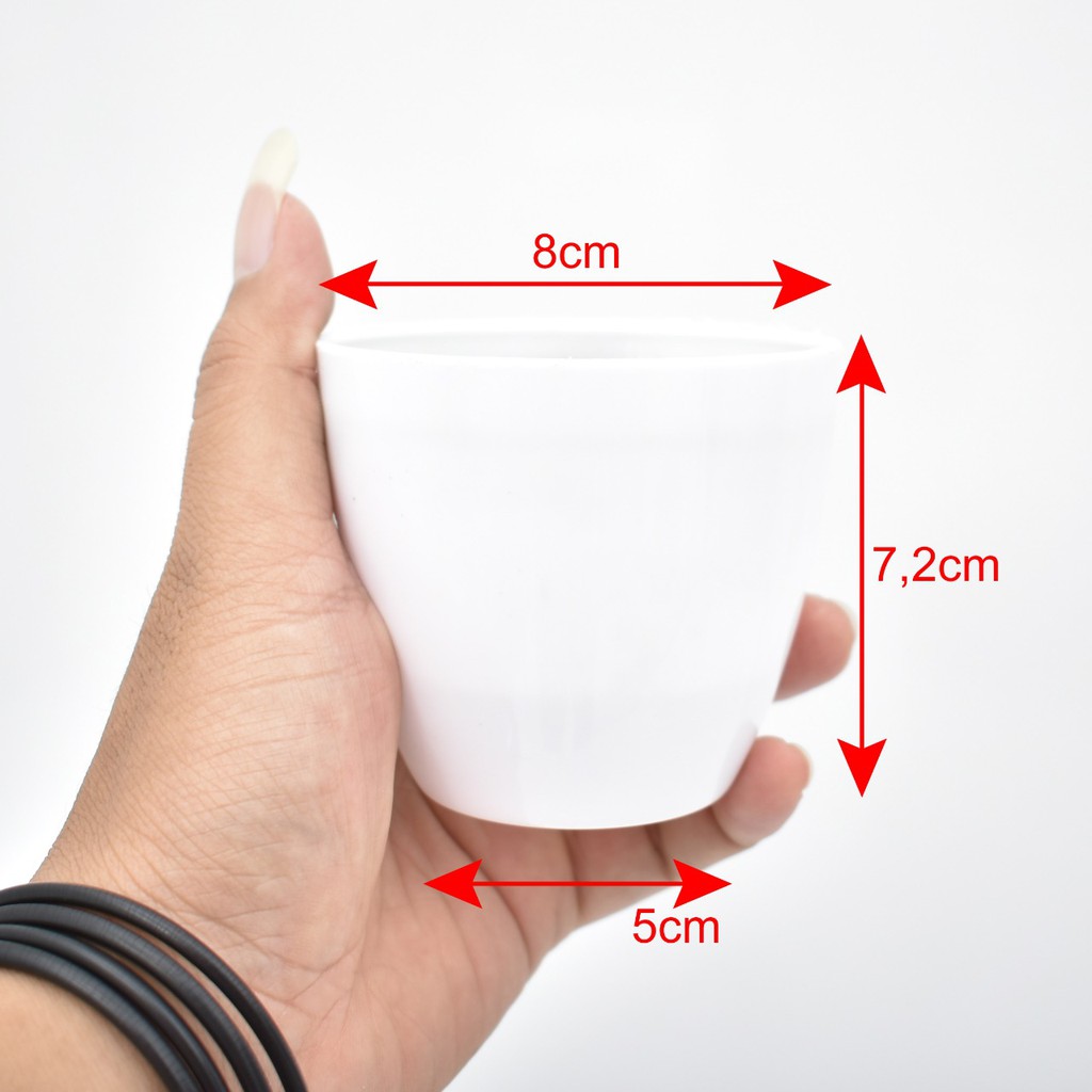 COD / F&G POT BUNGA PLASTIK MODEL BULAT PETAK LOVE WARNA PUTIH P9991-BULAT K