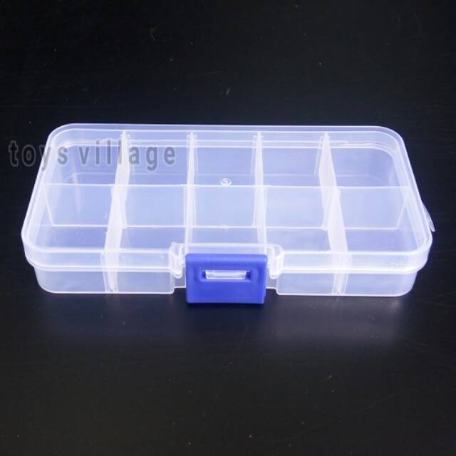 Storage Box Case 10 Sekat Grid Bisa di Lepas Tempat Kotak Penyimpanan Perhiasan / Manik-Manik Baut Mur Beads