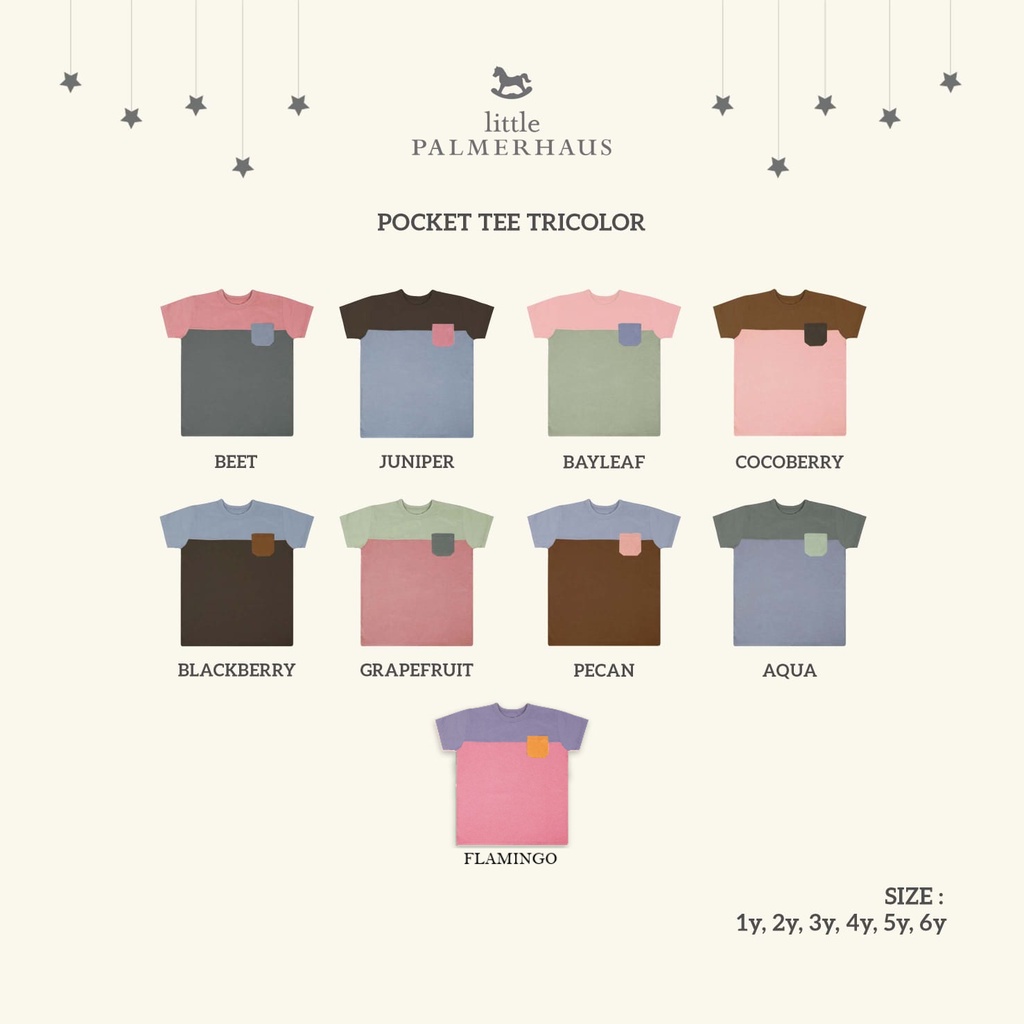 [4-6Thn] LITTLE PALMERHAUS 1pcs Pocket Tee Tricolor 1-6 Tahun (Kaos Anak)