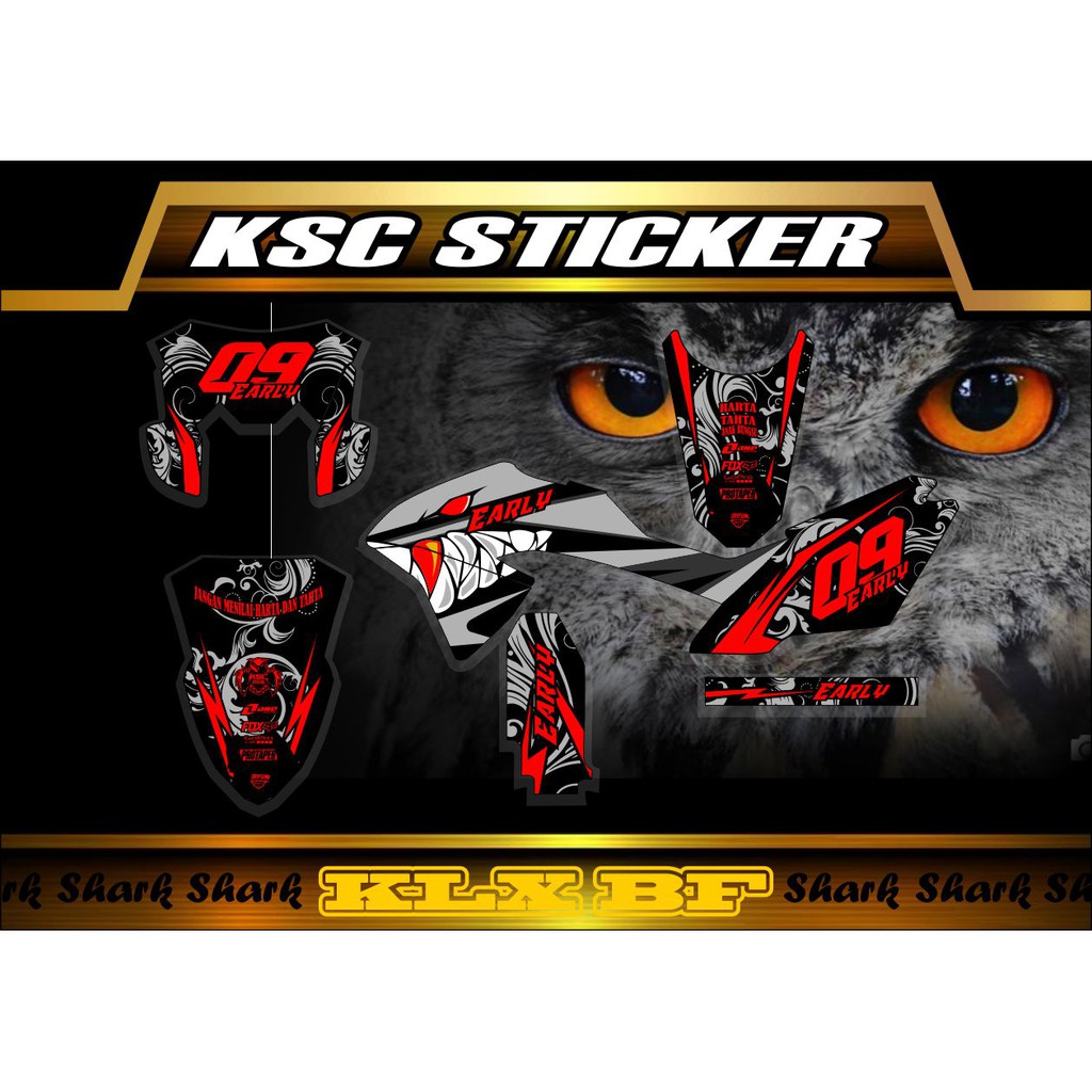 decal klx bf 150 simple merah Hiu
