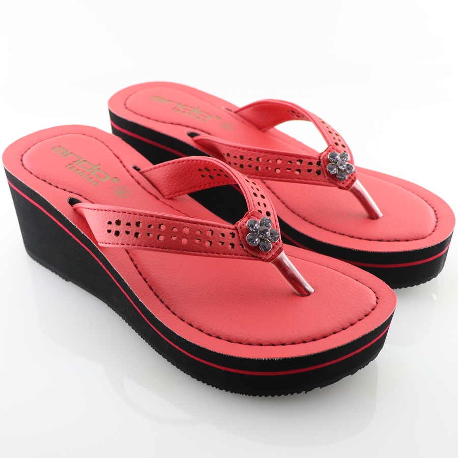 Ando Amanda Merah - Sandal Wedges Wanita Ando Surabaya