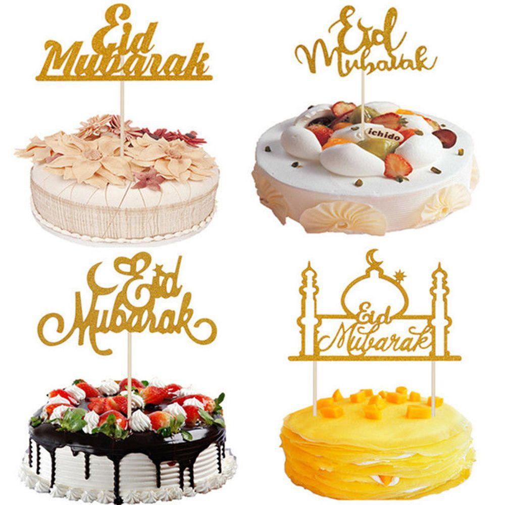 Solighter 1/10pcs Eid Mubarak New Dekorasi Ulang Tahun Pilihan Dekor Kue