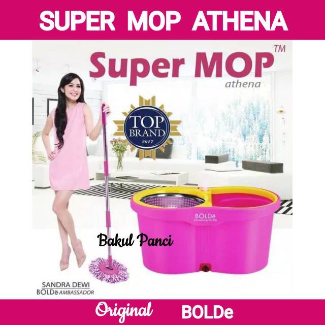 BOLDe ALAT PEL LANTAI SUPER MOP ATHENA Stainless Otomatis Putar Wonder Mop Magic Mop Modern Praktis