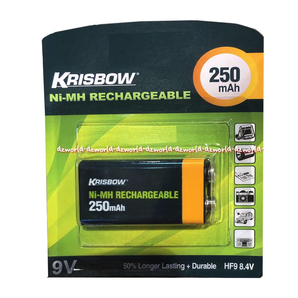 Krisbow Ni Mh Rechargeable 250MAH Baterai 9V Btarai Kotak Bisa Dicharge Ulang Bisa Di charge Di Charger Ulang Batrai Bisa Di Cas Battery Kotak Battery Type 9 Volt 250 Mah