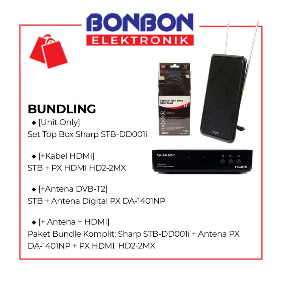 Bundling Sharp Set Top Box STB-DD001i + Antena Digital PX DA-1401NP