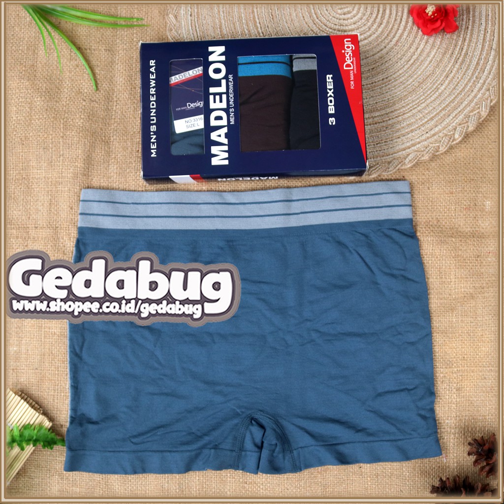 (isi 3pcs) Madelon Boxer Briefs Celana Dalam Pria Art 3316 / Boxer Pria Dewasa