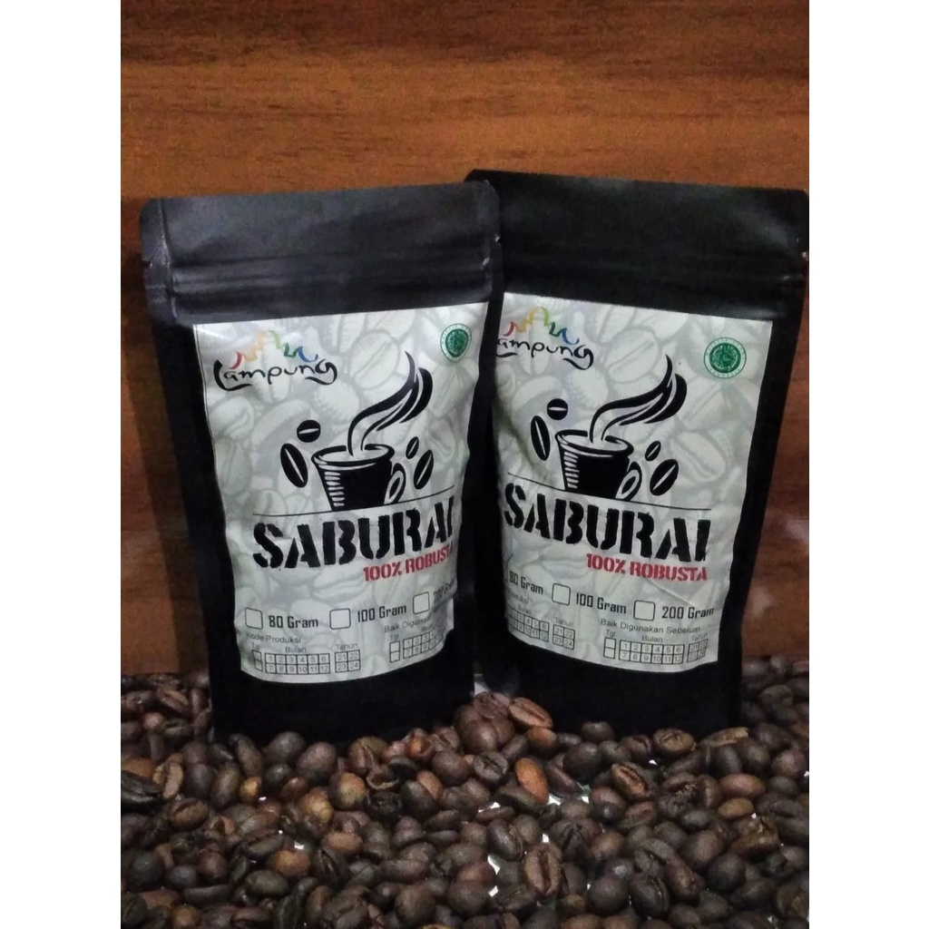 

Kopi Bubuk Robusta Lampung paket Duo 80gr BlackPack SABURAI Coffee