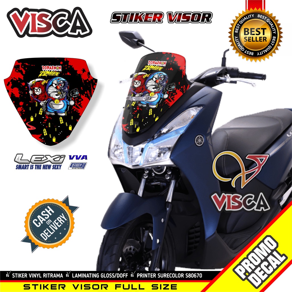 Stiker Visor Yamaha Lexi Stiker Motor Lexi Yamaha Sticker Visor Lexi Doraemon zombie