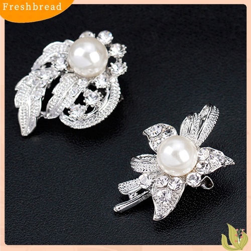 [ TERLARIS]12 Pcs Women Faux Pearl Rhinestone Flower Brooch Pins Bridal Scarf Lapel Decor