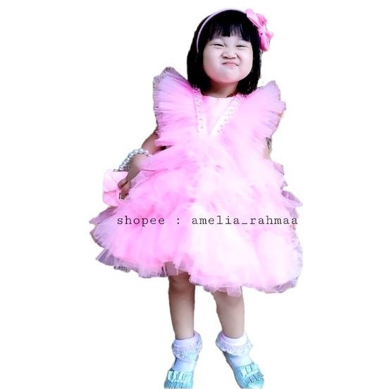 amelia_rahmaa dress zefinda rok tutu dress tile gaun anak pesta ulang tahun