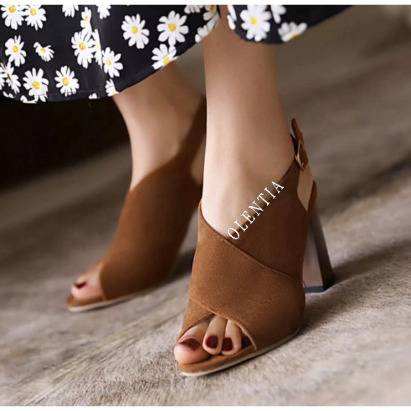 Sandal Wanita heels suede 7cm  DV 05