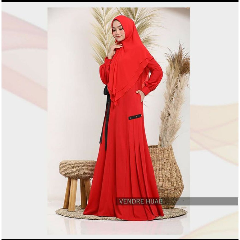 Zayna Set Syari (Red) By Vendre Hijab
