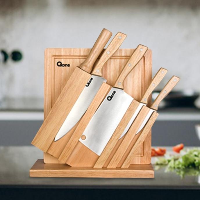 

7 PCS WOODEN KNIFE & CHOP BOARD SET OX-95 BVN65496G