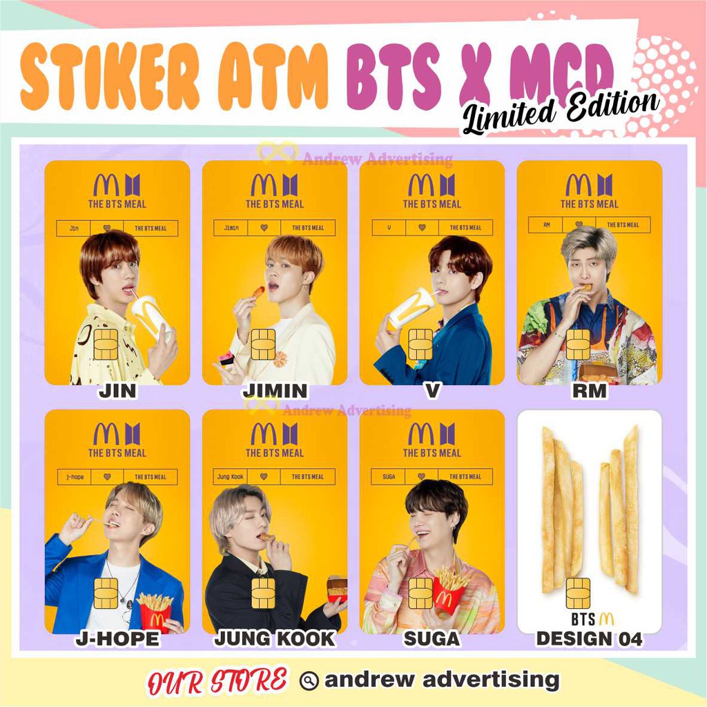 STIKER BTS MEAL MCD | GARSKIN / STIKER KARTU ATM / SKIN KARTU ATM / DEBIT / CREDIT / EMONEY / FLAZZ