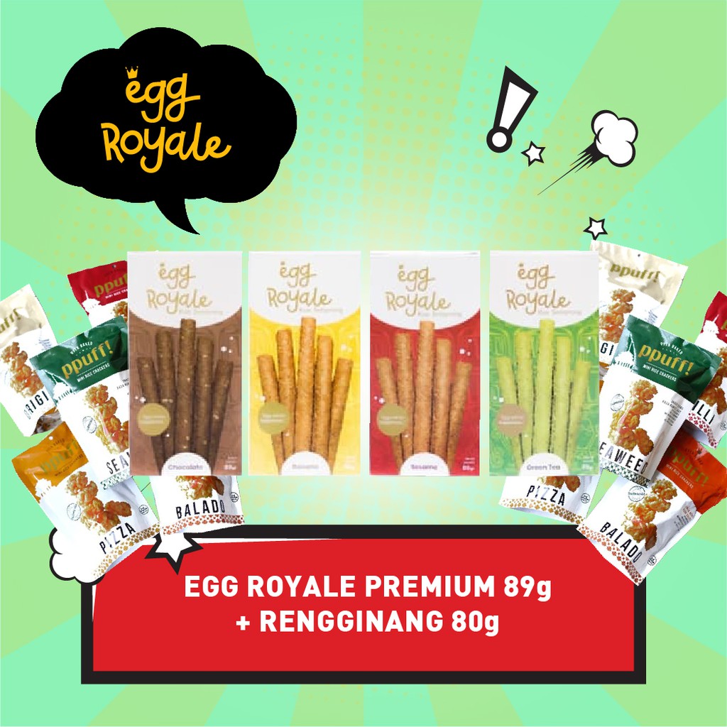 Egg Royale 89gr Bonus Rengginang Premium Mini Rice Crackers 80gr Kerupuk Balado Chili Seaweed