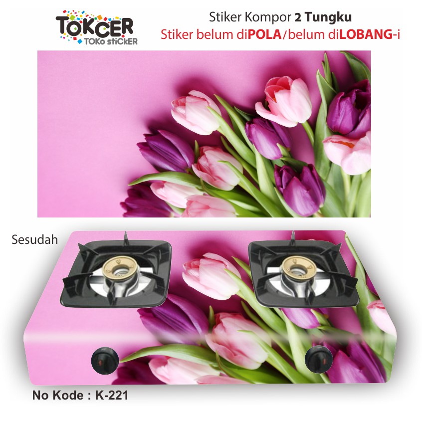 Stiker Kompor 2 Tungku Bunga Tulip