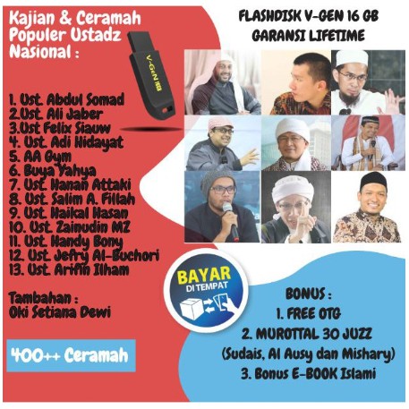 Flashdisk Kajian Dan Ceramah 16 Gb Ustadz Abdul Somad Adi Hidayat Bisa Cod Shopee Indonesia