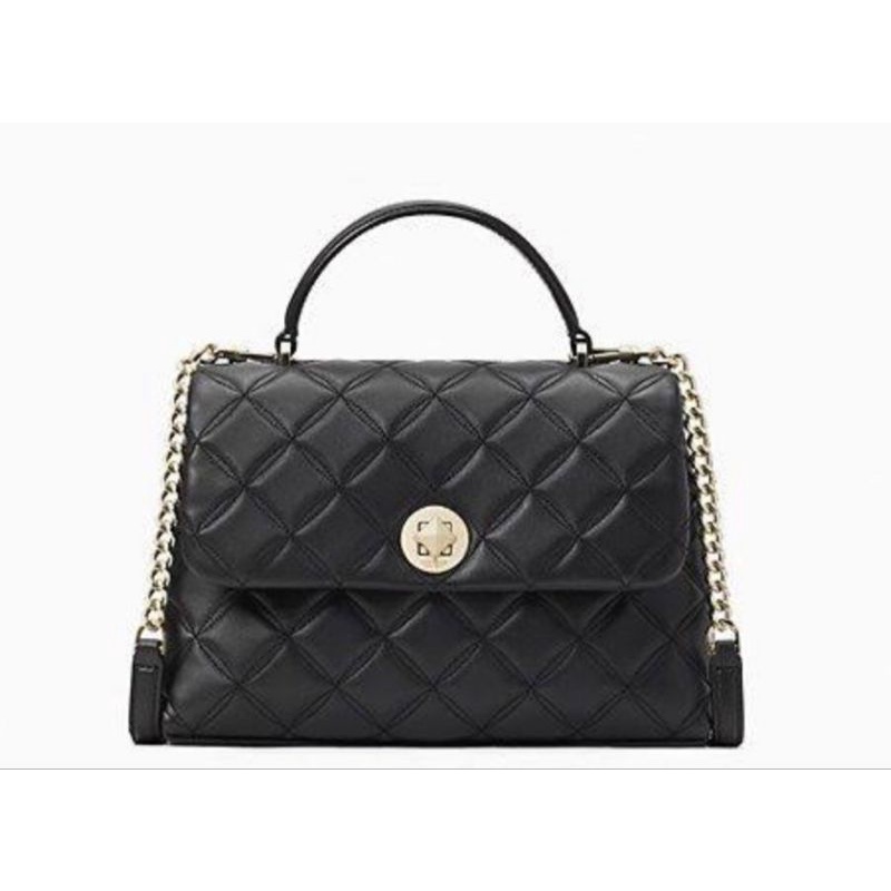 Tas K S Original Authentic / Natalia Top Handle Satchel Black Gold Hardware s