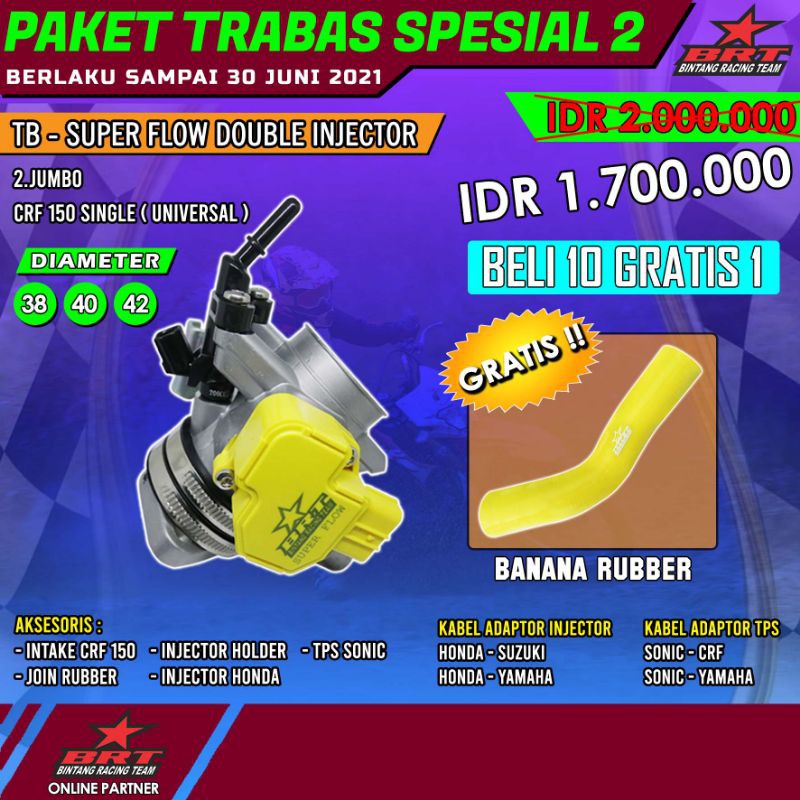 Paket Trabas Spesial 2 BRT TB Super Flow CRF 150 Singel