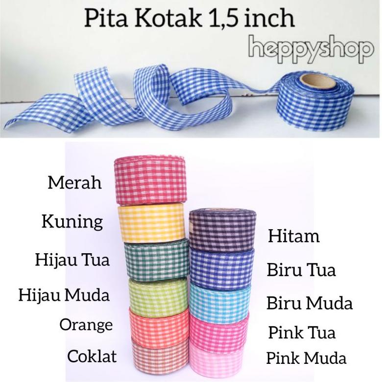 

[KODE PRODUK D6IS77662] Pita Kotak 1,5 inch, Pita Motif Kotak