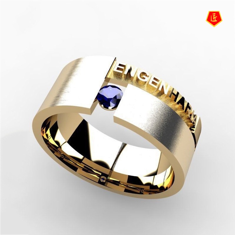 [Ready Stock]New Advanced Design 18K Gold Men's Letter Ring